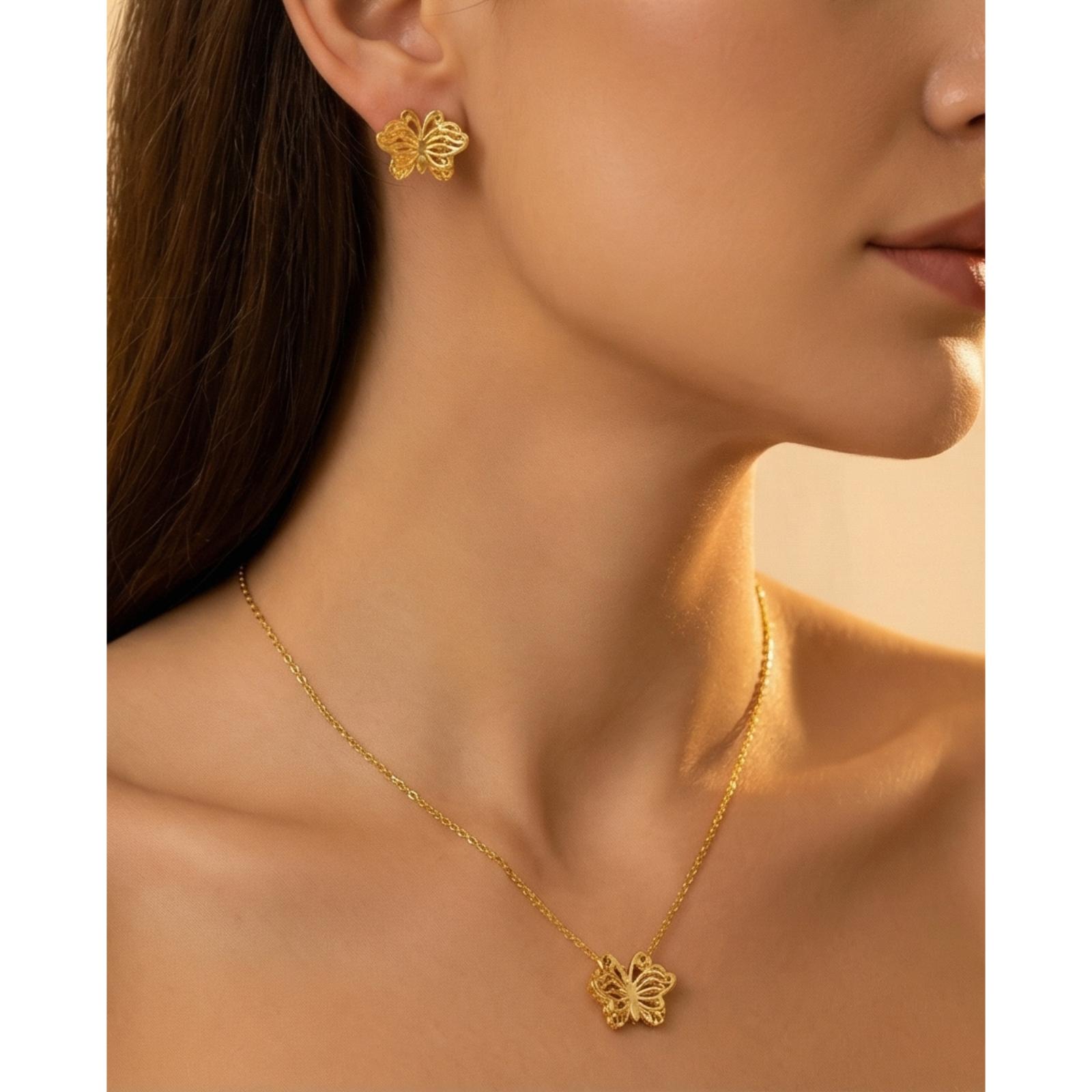 Tradition in a Modern Touch : Lightweight 22kt Gold Necklace Set by Bafleh Jewellery for Everyday Luxury - Image 3