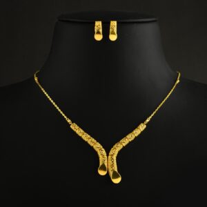 Unveil the Charm of Subtle Sophistication with Bafleh's Lightweight 22kt Gold Necklace Set : Perfect for Every Occasio