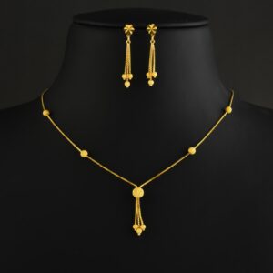 Celebrate Radiant Femininity with the Artistry of Bafleh's Lightweight 22kt Gold Necklace Set