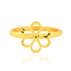 Alternative view of Refined Floral Design in Lightweight 21K Gold Ring