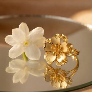 The Art of Floral Luxury in 22KT Beautiful Gold Ring
