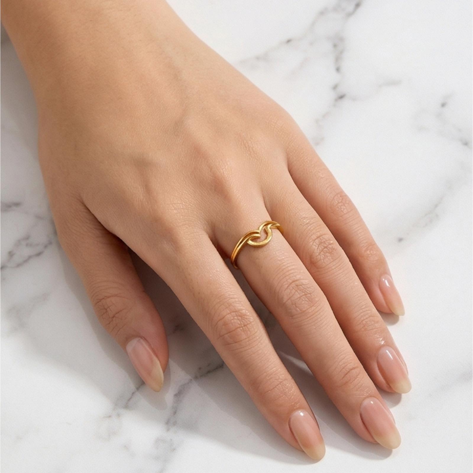 Lightweight Luxury Endless Love 22K Gold Ring - Image 4