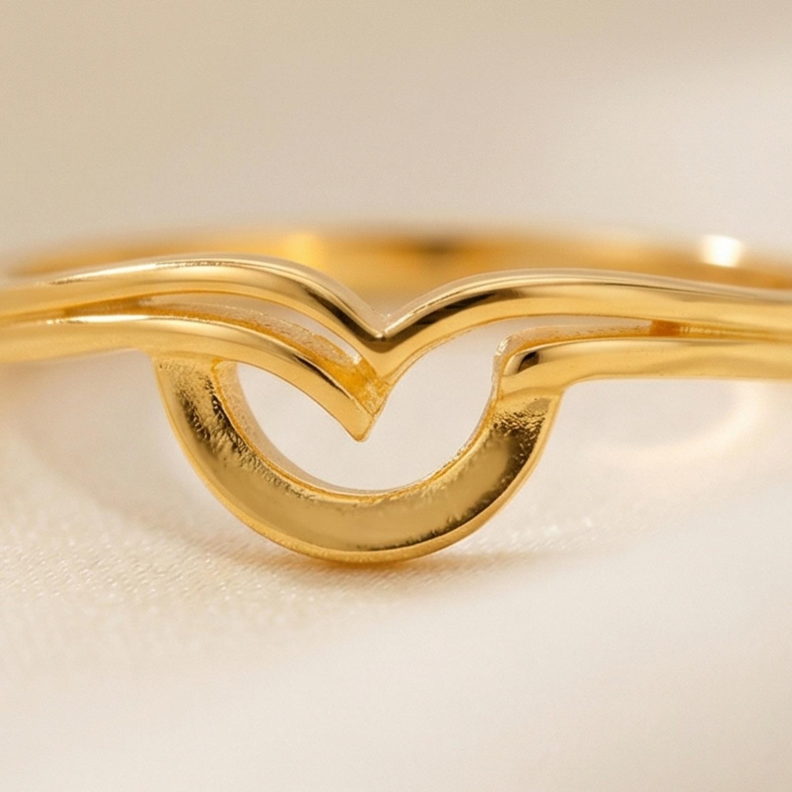 Lightweight Luxury Endless Love 22K Gold Ring - Image 3