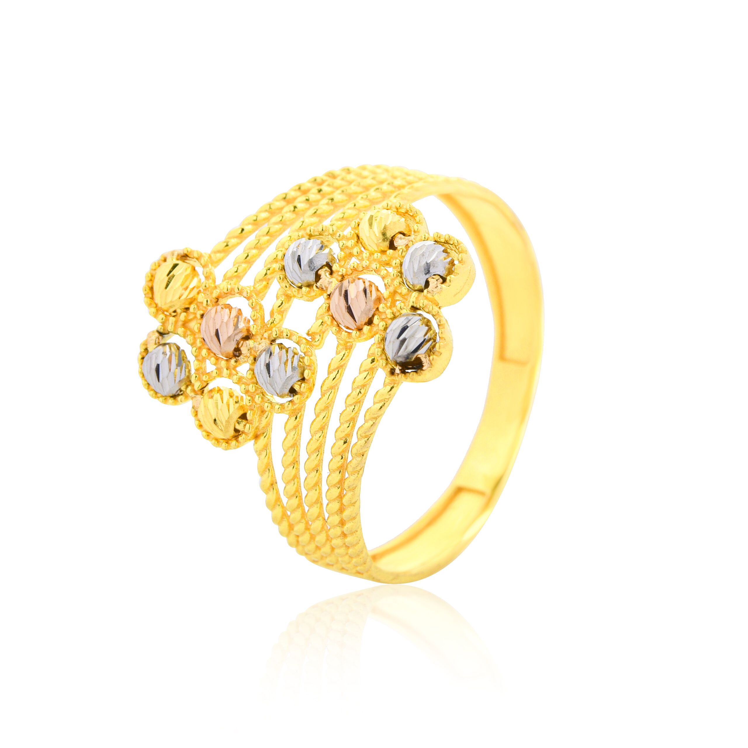 Elegant Fusion of Rose White & Yellow Gold 21K Gold Ring