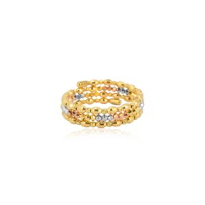Timeless Beauty in Three Tone 18K Spring Rings at Bafleh Jewellery