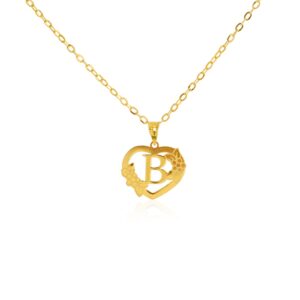 18K Gold 'B' Pendant Necklace
