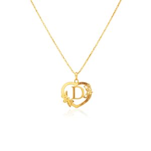 18K Gold 'D' Pendant Necklac