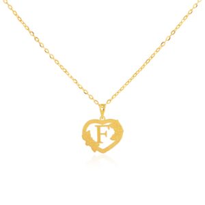 18K Gold 'F' Pendant Necklac
