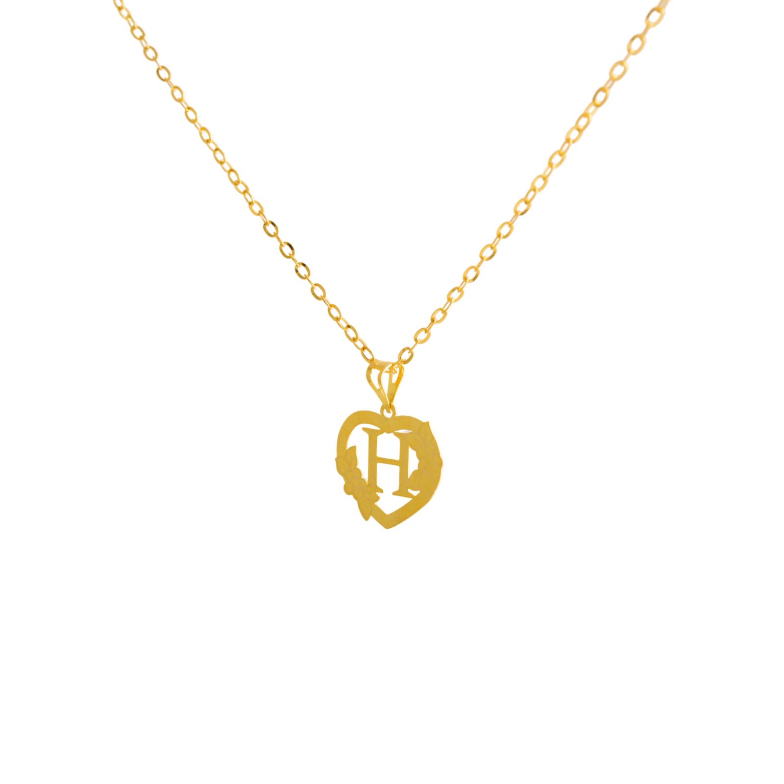 18K Gold 'H' Pendant Necklace - Image 2