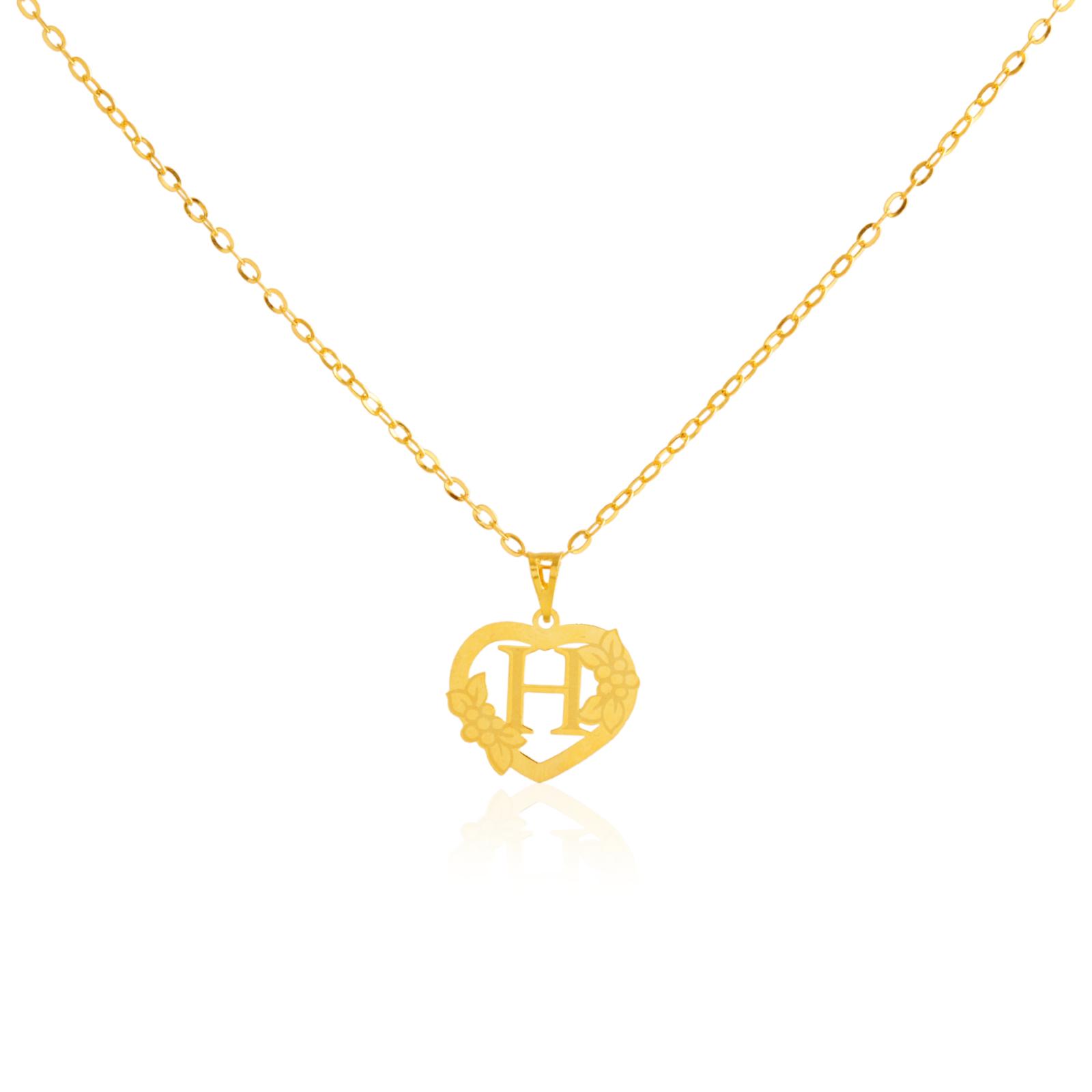 18K Gold 'H' Pendant Necklace - Image 3
