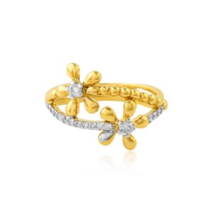 Alternative view of Blossom in Brilliance: 18K Yellow Gold Flower Diamond Ring by Bafleh Jewellery