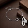 Heart Shape Natural Diamond Bracelet & Ring Set in 18K Gold  Bafleh Jewellery
