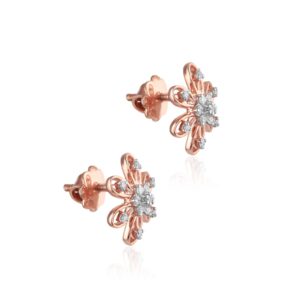Alternative view of Bafleh Jewellery?s Signature 18K Rose Gold Flower shape Diamond Earrings Guaranteed Brilliance with IDT Certified Diamonds
