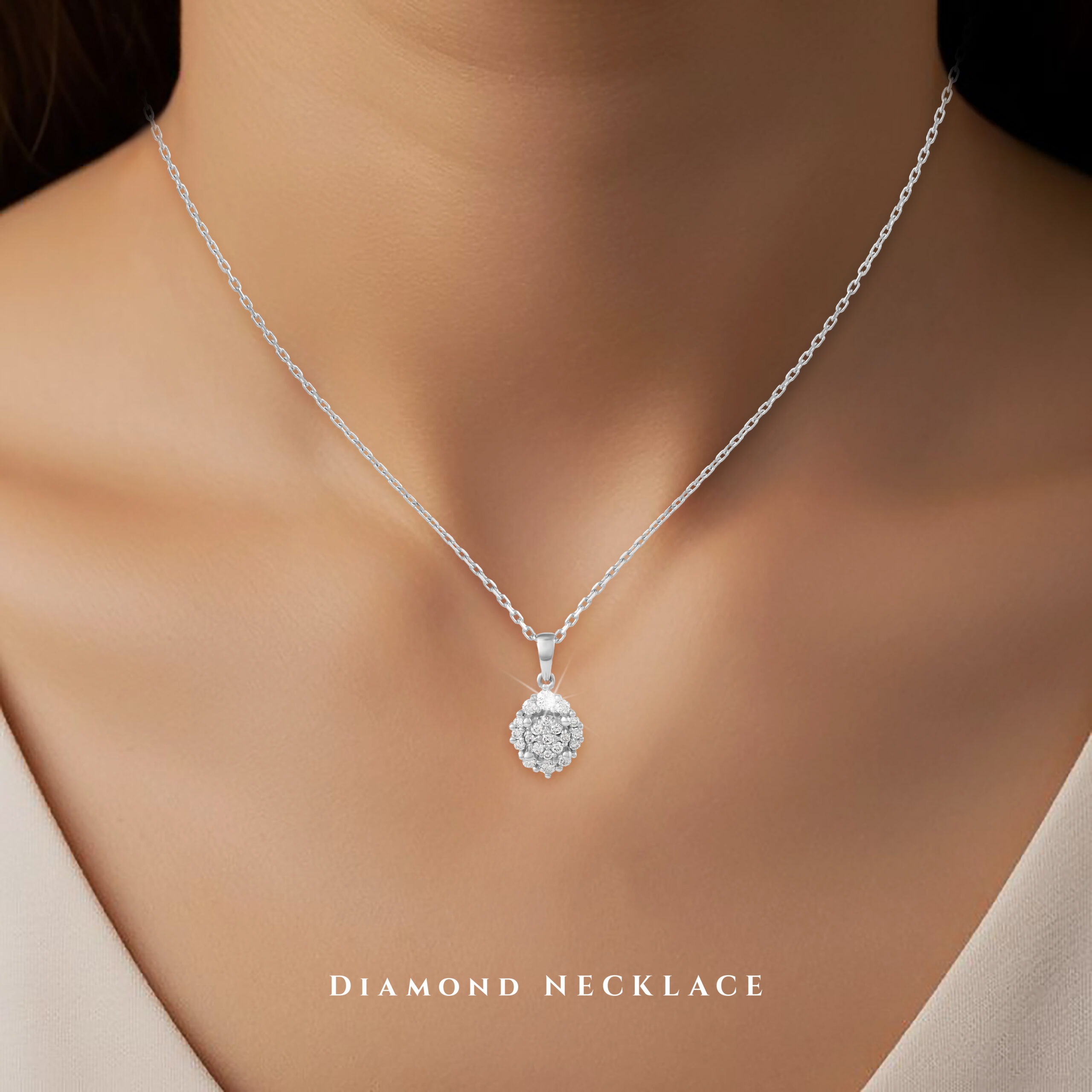 Stunning White Gold Necklace Adorned with Premium Diamonds Bafleh Jewellery Collection - Image 5