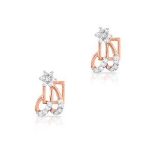 Dazzle Every Occasion with 18K Rose Gold Diamond Earrings, Featuring Genuine IDT Certified Diamonds from Bafleh Jewellery