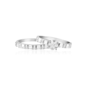 White Gold Diamond Twin Engagement Rings with IDT Certificate ? Exclusively at Bafleh Jewellery