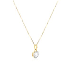Alternative view of Elegance Redefined: Round Shape Natural Diamond Necklace in Yellow Gold
