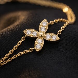 Alternative view of Bloom in Style: Yellow Gold Flower-Shaped Diamond Bracelet