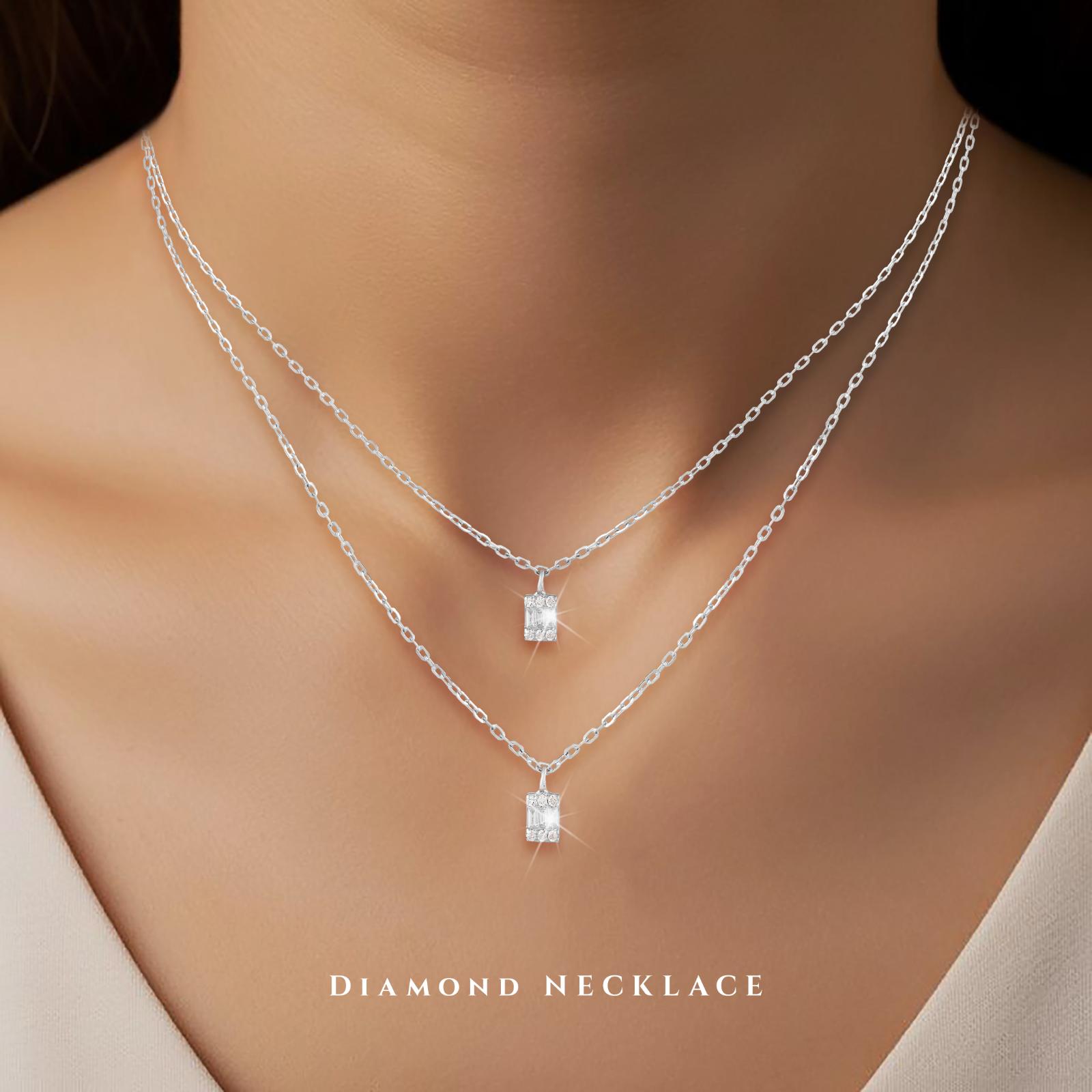 Make Every Moment Sparkle: Exquisite Double-Layer White Gold Diamond Necklace from Bafleh Jewellery - Image 4