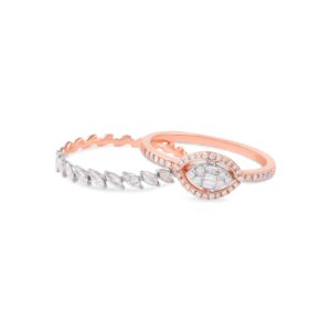 Two Hearts, One Promise ? IDT Certified Rose Gold Twin Diamond Rings at Bafleh Jewellery