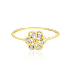 Alternative view of Floral Elegance: Delicate Yellow Gold Diamond Rings for Every Day