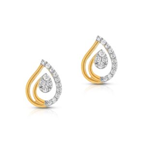 Experience Certified Brilliance: 18K Yellow Gold Diamond Earrings with IDT Certificate ? Available Only at Bafleh Jewellery