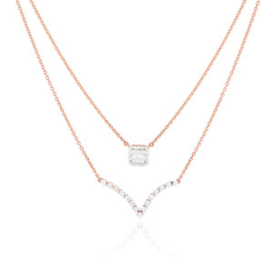 Double Layer Diamond Necklace with IDT Certificate ? Exclusively at Bafleh Jewellery