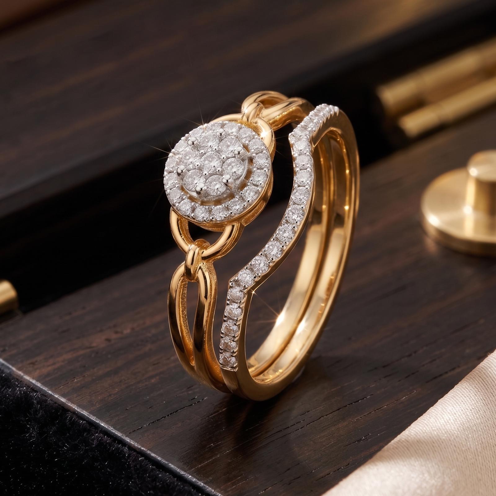 Premium 18K Yellow Gold Twin Engagement Ring Collection – Bafleh Jewellery - Image 6