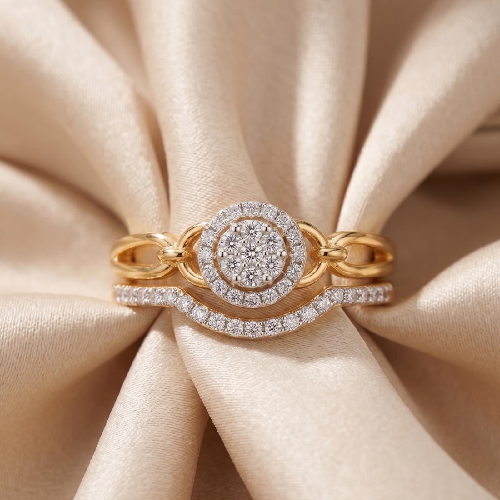 Premium 18K Yellow Gold Twin Engagement Ring Collection – Bafleh Jewellery - Image 3