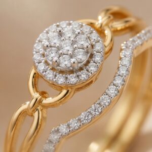 Alternative view of Premium 18K Yellow Gold Twin Engagement Ring Collection – Bafleh Jewellery