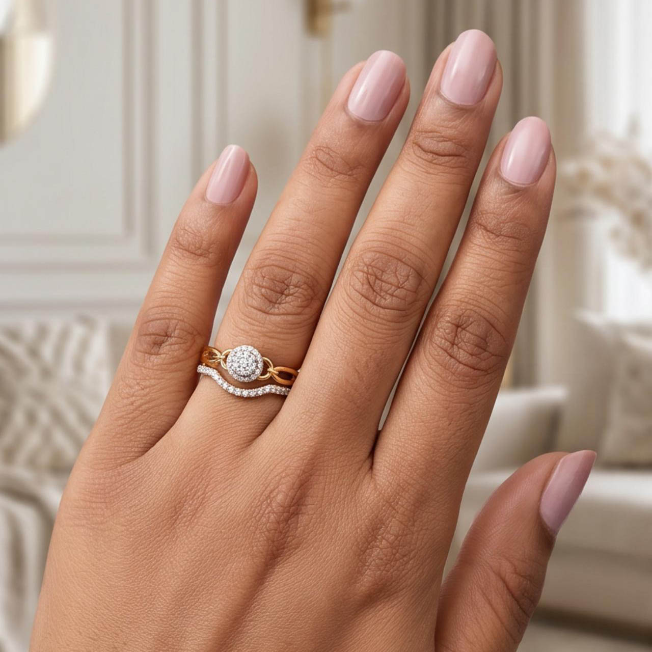 Premium 18K Yellow Gold Twin Engagement Ring Collection – Bafleh Jewellery - Image 5
