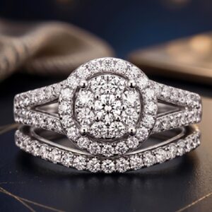 Alternative view of 18K White Gold Twin Ring with Natural Diamonds  Bafleh Jewellery
