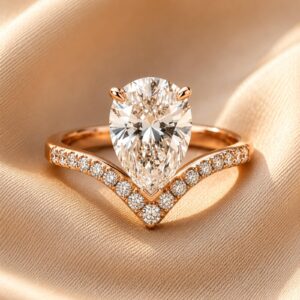 Elegant 18K Rose Gold Ring with Natural Diamonds – Bafleh Jewellery