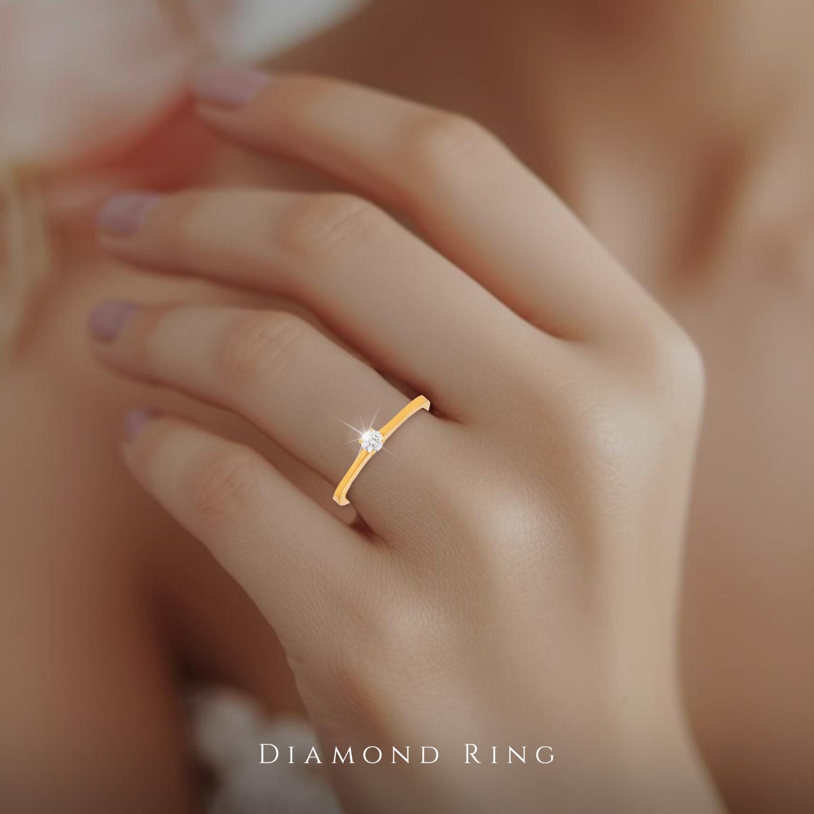 Modern Luxury: Lightweight Yellow Gold Diamond Ring for Every Occasion - Image 3